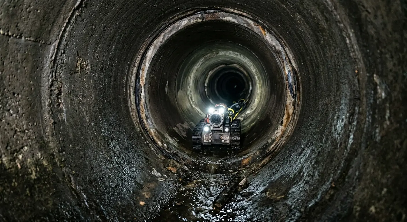 Robotic sewer camera inspecting pipe interior for Drain Snake Service in Mountain View